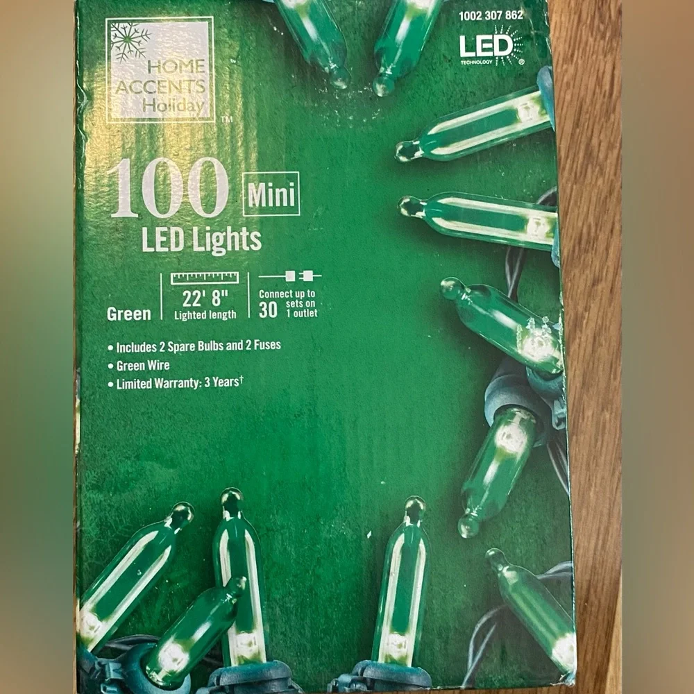 Home Accents Holiday Green LED Lights NIB